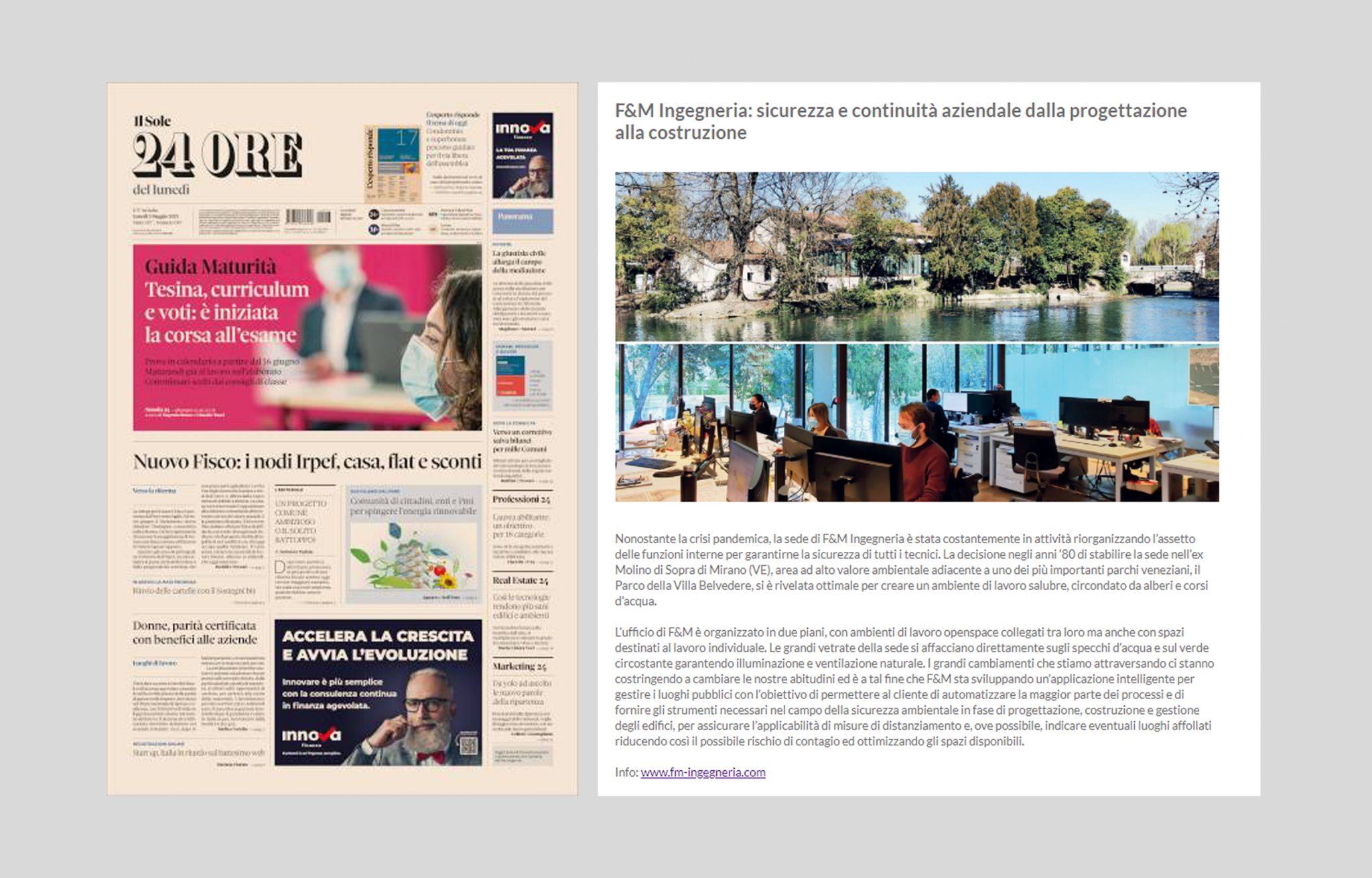 F&M su Il Sole 24 Ore “Aziende e Territorio: Nuovi trend dell’edilizia ed ecosostenibilità”