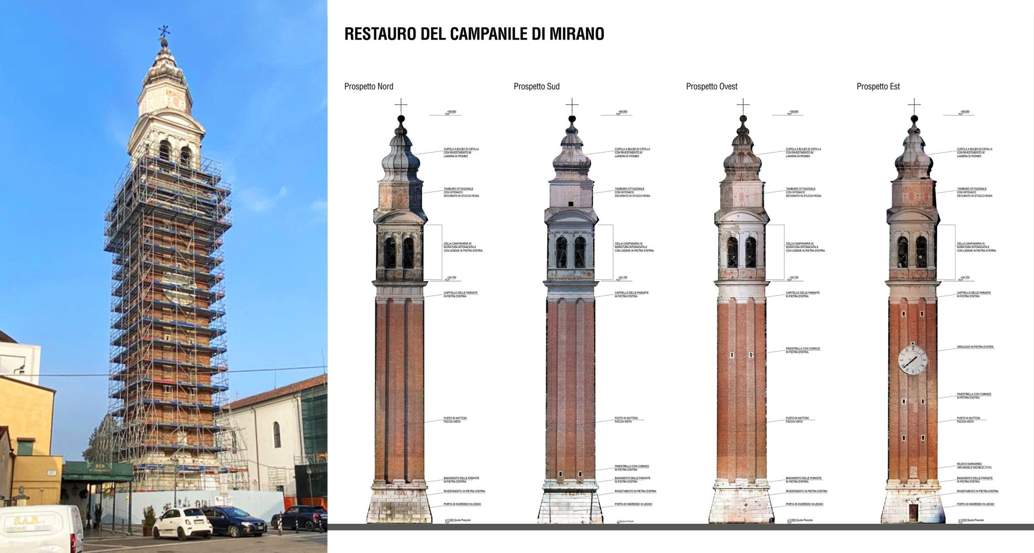 Restauro della chiesa e del campanile di Mirano