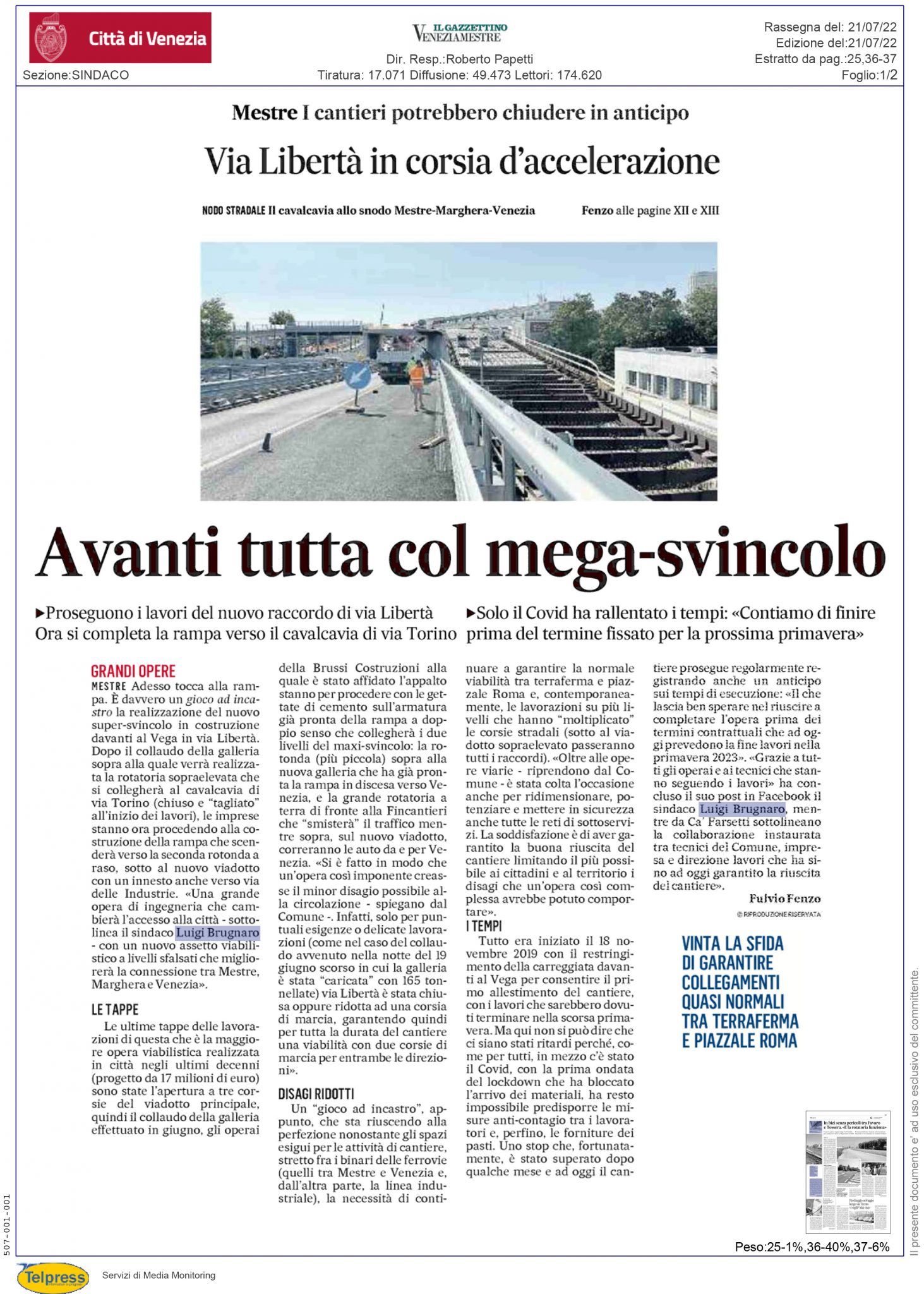 Viabilità di accesso alla Prima Zona Industriale