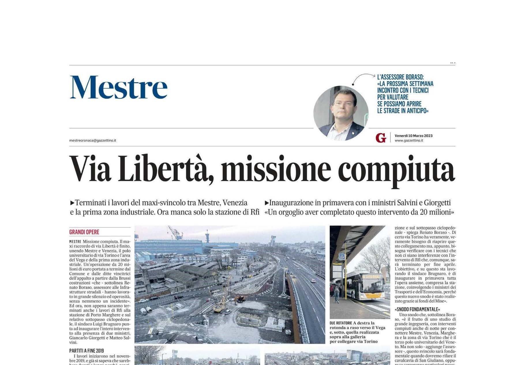 Work on the new “Access road to the Macro island First Industrial Zone of Marghera” completed