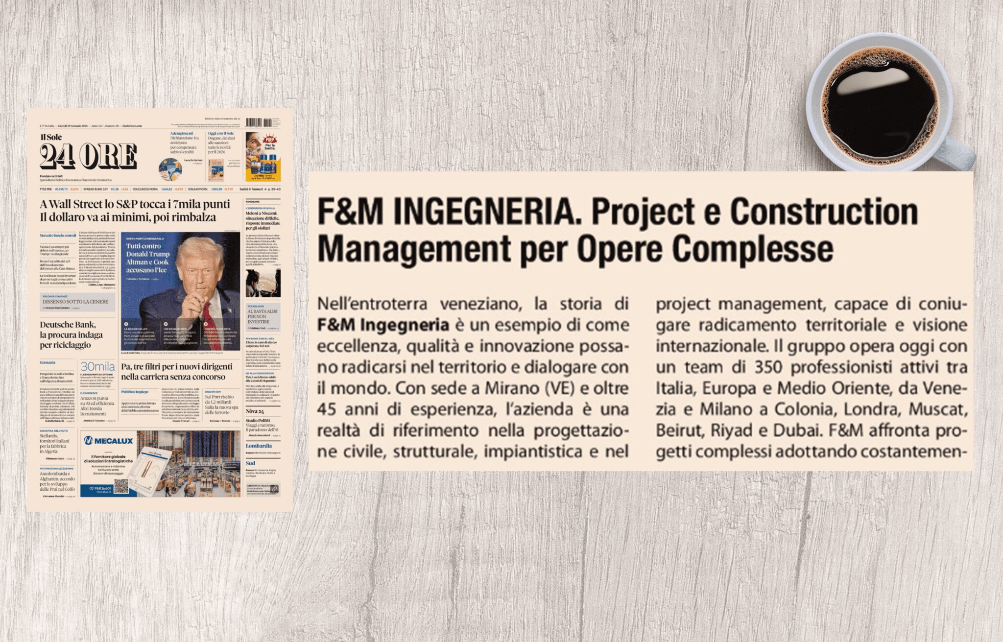 F&M su Il Sole 24 Ore VENEZIA – Storie d’impresa e territorio: eccellenza, qualità e innovazione.