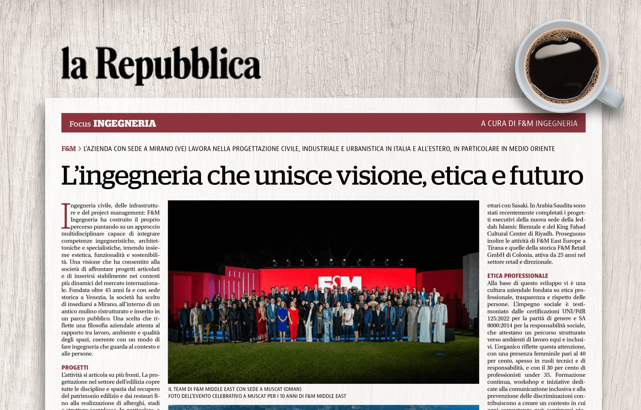 F&M su La Repubblica – Focus INGEGNERIA.
